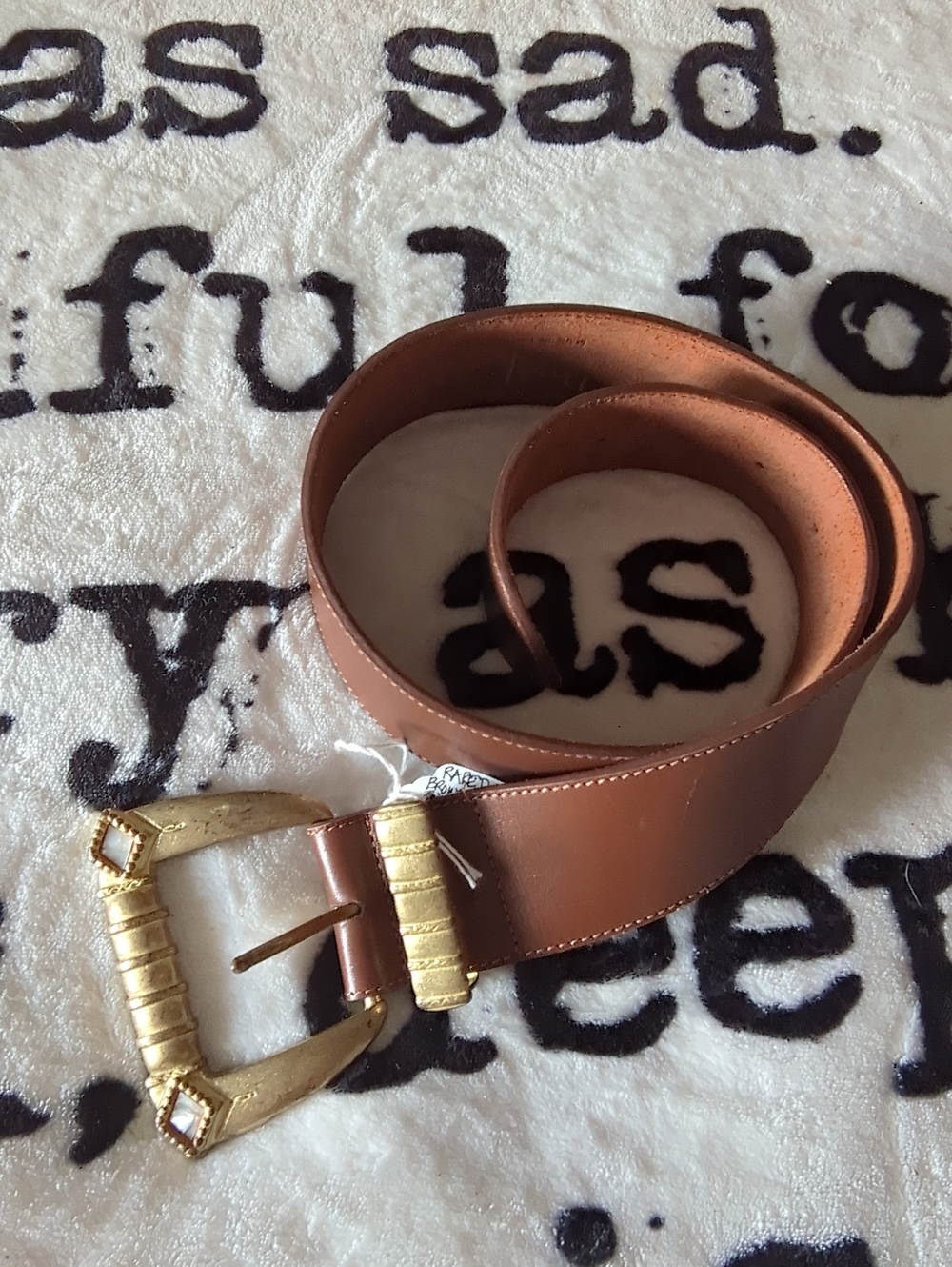Donna Karan Brown Leather Belt with Gold Buckle